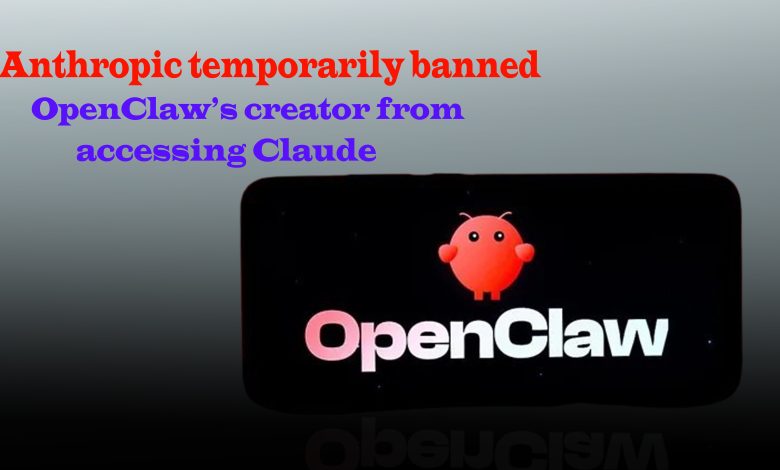 A graphic illustration of the news that Anthropic has temporarily banned Peter Steinberger, the creator of OpenCL, from accessing the cloud