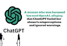 A graphic image from the news of a woman who was harassed suing Open AI