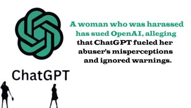 A graphic image from the news of a woman who was harassed suing Open AI