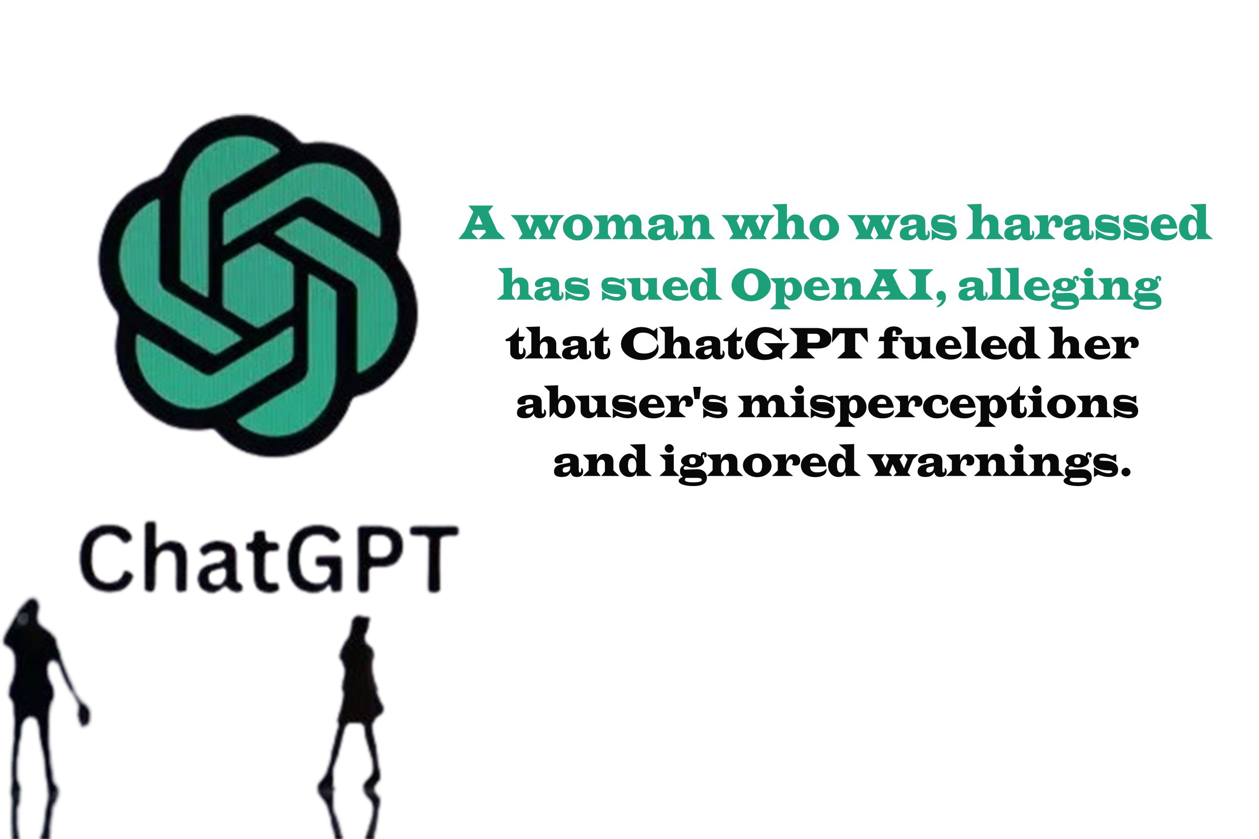 A graphic image from the news of a woman who was harassed suing Open AI