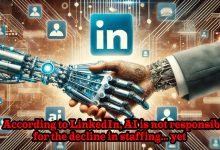 A graphic representation of the data, which LinkedIn reports shows is not yet directly responsible for the decline in staffing or hiring