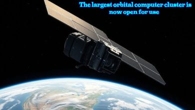 A graphic illustration of the news that the world's largest orbital computer cluster in space is now open for use