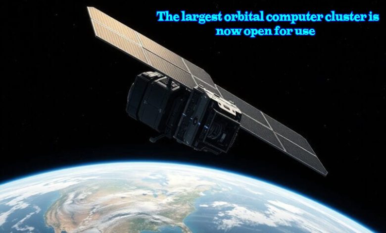 A graphic illustration of the news that the world's largest orbital computer cluster in space is now open for use