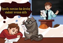 Students practice revising and rewriting their writing drafts in group study in the classroom