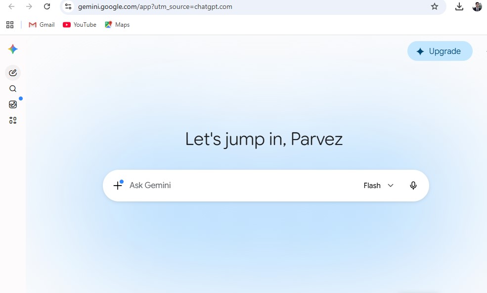 Google gemini official homepage showing the AI platform interface