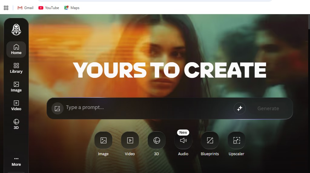 Leonardo AI official homepage showing the AI platform interface