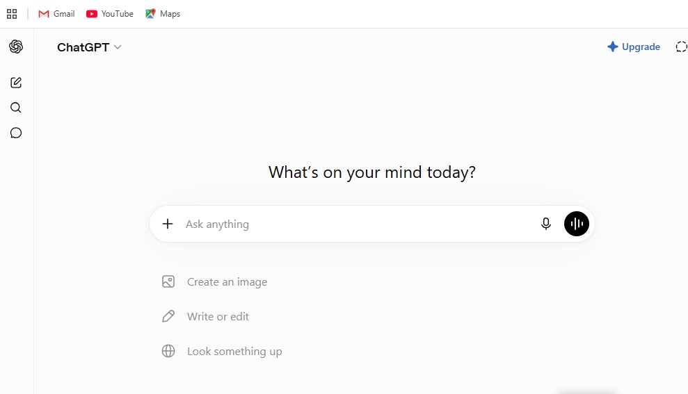 ChatGPT official homepage showing the AI assistant interface