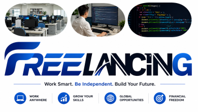 Professional freelancer working on a laptop while building a successful online freelance career in 2026