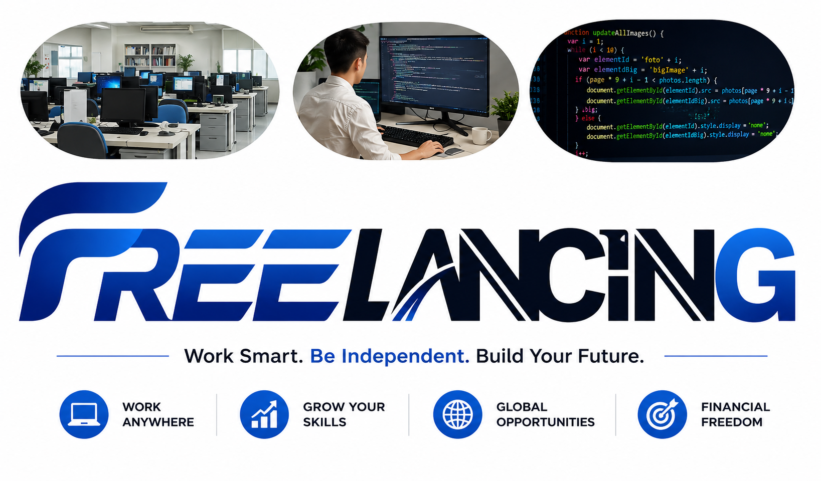 Professional freelancer working on a laptop while building a successful online freelance career in 2026