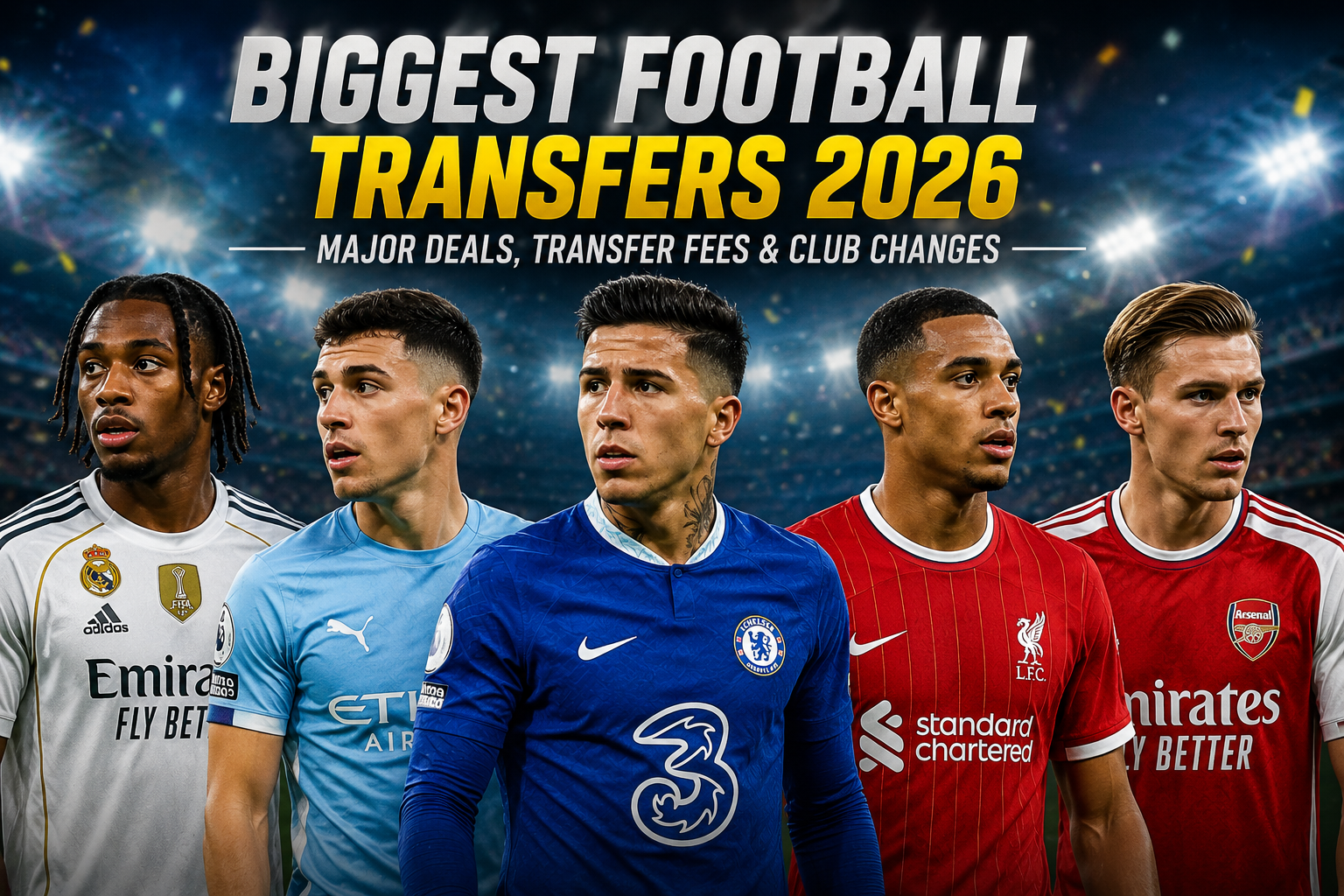 Biggest football transfers 2026 featuring major transfer deals and players