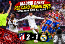 Madrid Derby Red Card Drama 2026 between Atletico Madrid and Real Madrid